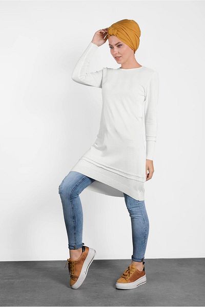 Alvina Silvery Detailed Knitting Tunic 4524
