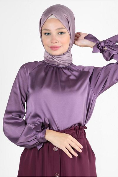 Alvina SATIN TUNIC WITH BINDING DETAIL ON CUFFS 43526