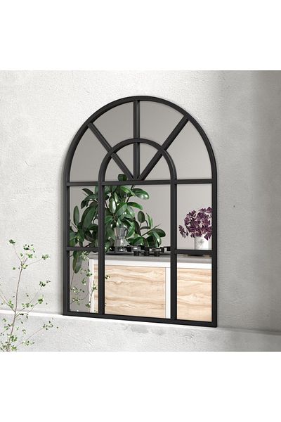 Marsah Home Leva arched window mirror 80x60 cm Black