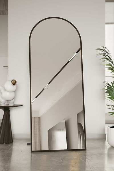 Marsah Home Oglinda semiovala de podea cu suport 150x60 Cm Negru