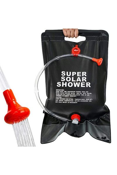 Aptel Solar camping shower, 20L, 39 x 60 cm, 70 cm hose, black