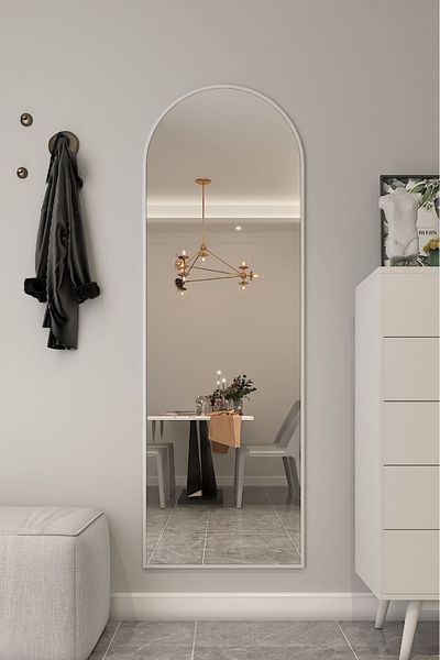 Marsah Home Semi-oval Wall Mirror 180x60 Cm White