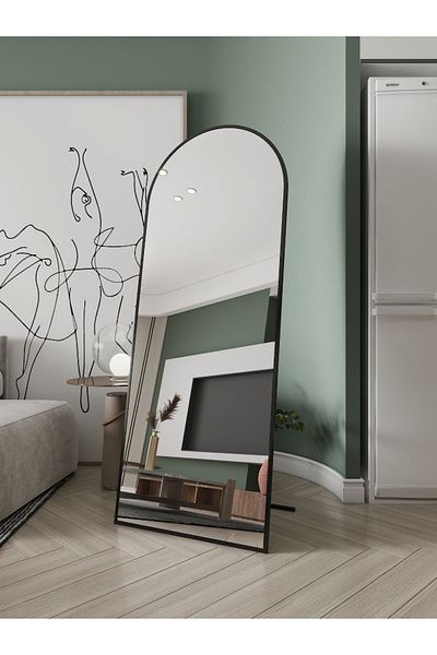 Marsah Home Semi-oval floor mirror with stand 180x60 Cm Black