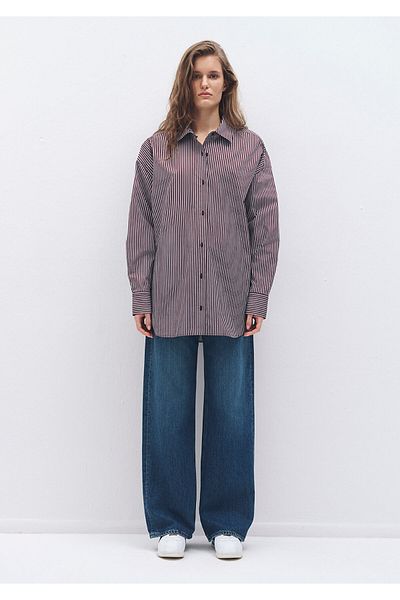 Mavi Striped Burgundy Shirt Oversize / Wide Cut 1211068 -89320