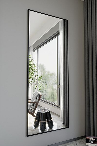 Marsah Home Rectangular Wall Mirror 180x70 Cm Black