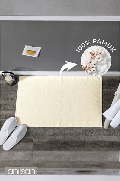 Anılsan Απλή μπεζ πετσέτα ποδιών - 50x70 cm, 300 gr, 100% βαμβάκι, στρώμα μπάνιου σπα και ξενοδοχείου, κατάλληλο για καθημερινή χρήση