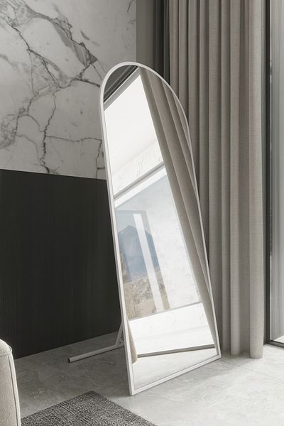 Marsah Home Semi-oval floor mirror with stand 150x60 Cm White