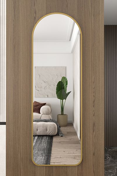 Marsah Home Oglinda de perete semiovala Luna 180x70 Cm Auriu