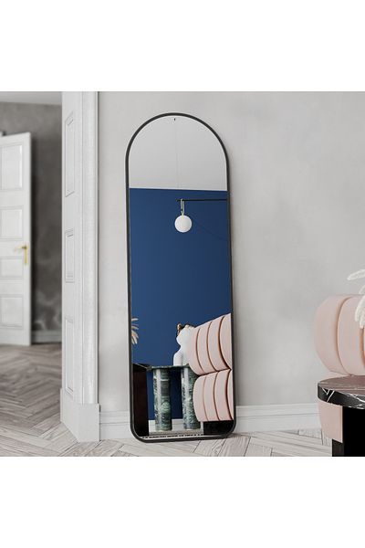 Marsah Home Luna semi-oval wall mirror, 180x70 cm Black