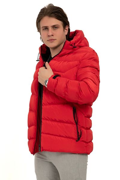 Montup Men's Red Waterproof Wind Resistant Puffer Jacket - Hooded and Furry