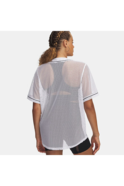 Under Armour Sportstyle Baseball Jersey Kadın Beyaz Gömlek
