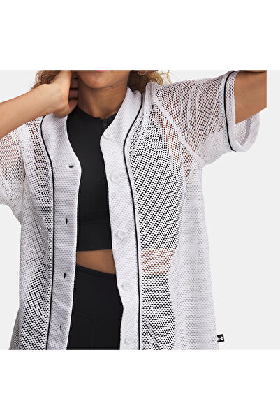 Under Armour Sportstyle Baseball Jersey Kadın Beyaz Gömlek