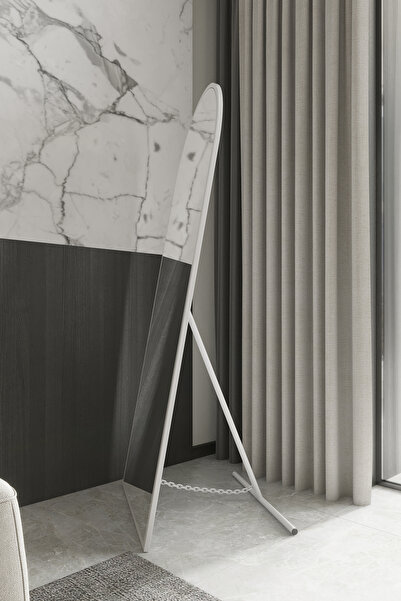 Marsah Home Semi-oval floor mirror with stand 150x60 Cm White