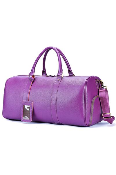 Busy Lady&Gentleman Travel bag, fitness Nomad Indigo, genuine leather, shoe compartment, unisex, large capacity, purple