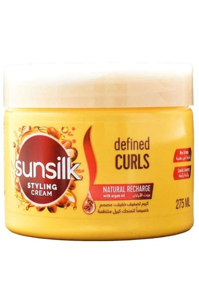 Sunsilk صانسيلك - كريم لتصفيف الشعر والعناية بالشعر الكيرلي بزيت الأرجان, 275 مل