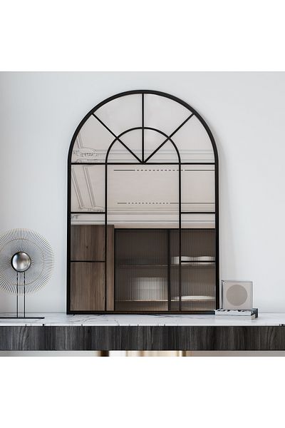 Marsah Home Lukka Arched Window Mirror 120x80 Cm Black