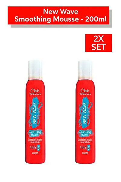 Wella New Wave Smoothing Mousse - 24h Hold, Heat & Uv Protection, Humidity Resistant - 200ml x2