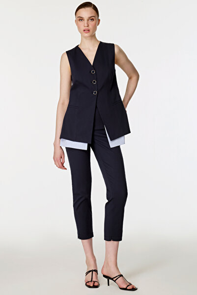NAGRADA Çizgili Garnili Yelekli Takım LACİVERT
