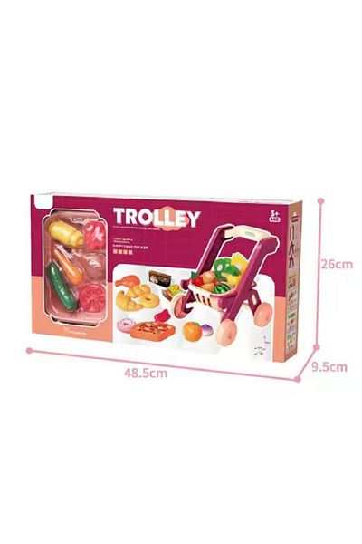 rexa 2 in 1 Baby Fruit Food Toy Mini Shopping Trolley Cart Plastic