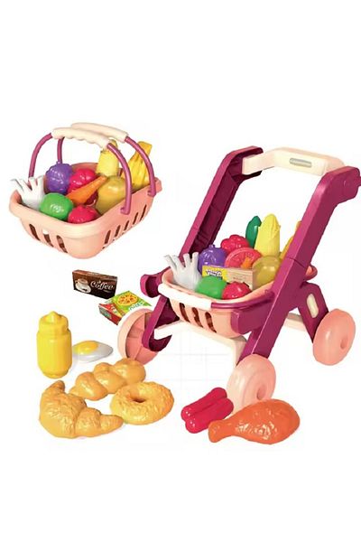 rexa 2 in 1 Baby Fruit Food Toy Mini Shopping Trolley Cart Plastic