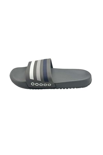 TECOS Men's Beach or Pool Slippers, ®, Grey with Stripes, Size 40, 25 Centimeters, Lightweight