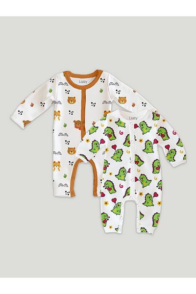 luay 100% Cotton Full Sleeves Printed Baby Romper,Bodysuit for Baby Girls & Baby Boy 0-3 M (PO2)