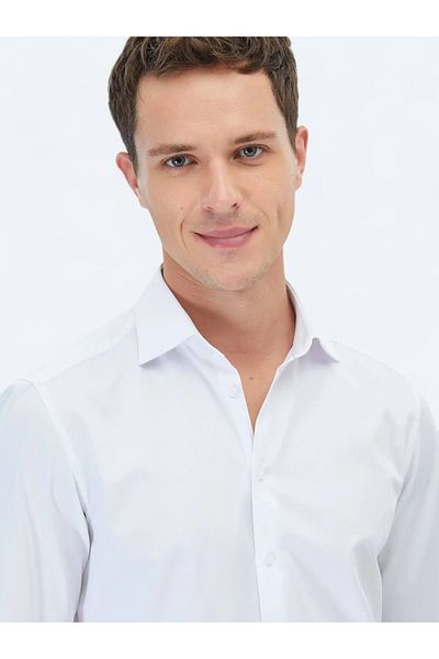Kip Cămașă clasică 100% bumbac, albă, slim fit