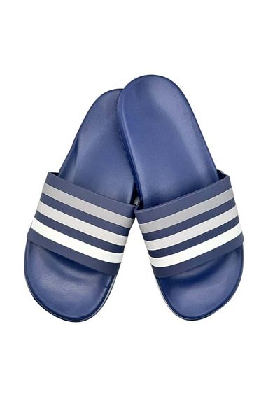 TECOS Men's Beach or Pool Slippers, ®, Blue with Stripes, Size 41, 25.5 Cm, ​​Lightweight