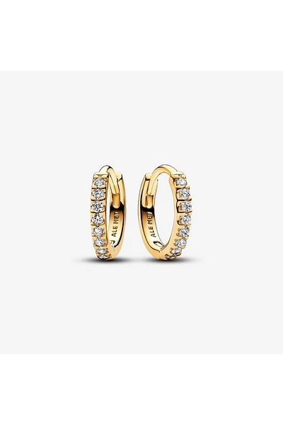 Pandora Pandora Round and Shiny Earrings - Zirconia and 14k Gold
