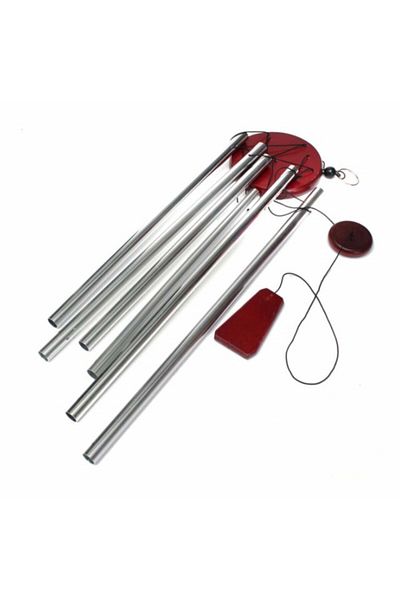 PUFO Clopoțel de vânt cu 6 tuburi sonore metalice argintii pentru casă sau grădină, model Feng-Shui