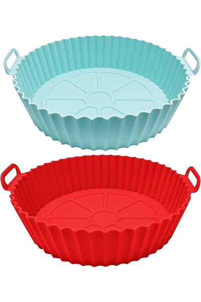 Jesdavan Комплект от 2 силиконови съда за фритюрник Jesdavan, червено/синьо, ...