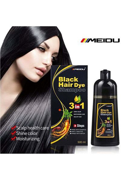 MEIDU 3 In One Permanent Black Hair Dye Shampoo 500 ml