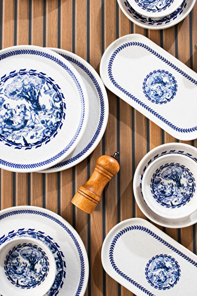 Perotti French 28 Parça 12 Kişilik Stackable Kahvaltı Takımı Sosluklu Kahvaltılık Sunum Seti Tabağı