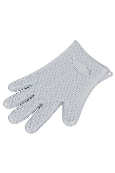PUFO Mănușă de bucătărie din silicon pentru grătar sau cuptor, 27 cm, gri