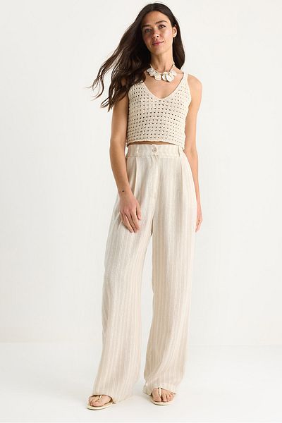 Bianco Lucci Pantaloni palazzo de in pentru femei, cu dungi, cu buzunare, 3263 60281061