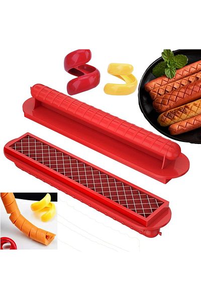 Qlplyzon manual hot dog slicer, stainless steel/plastic, red, 29.5 x 6.5 cm