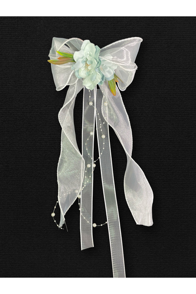 Hobi Stok Beyaz Fiyonk Ve Yapay Çiçekli Bohça Süsü Çeyiz Konvoy Gelin Arabası...