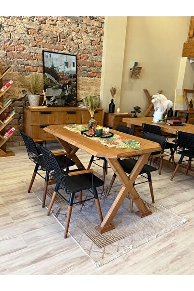 NT Concept Ntconcept Arden Doğal Ahşap Sandalyeli Masa Takımı(100cm-210cm Mas...