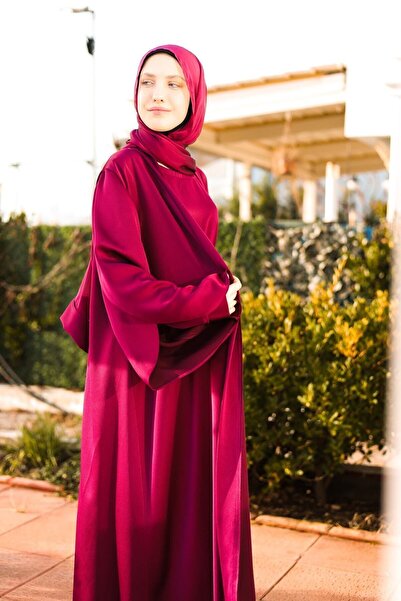 HARİKA WEAR Koyu Fuşya Ipek Abaya