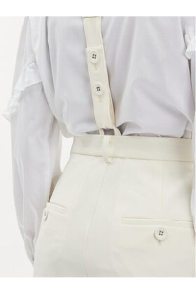 Custommade Women's fabric trousers 999825531 Ecru