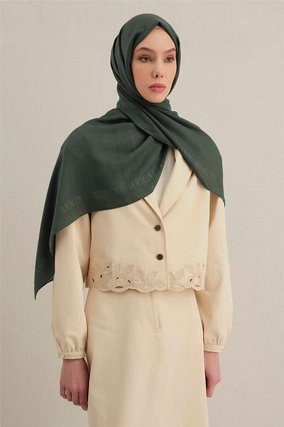 Armine Logo Bordered Cotton Silk Shawl 48