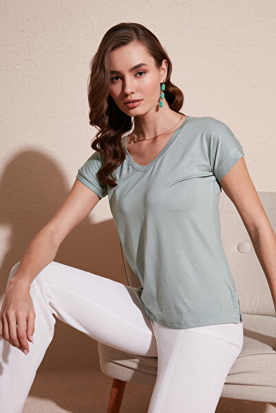 Lela V Yaka Relaxed Fit Yırtmaç Detaylı 2'li Paket Bluz BLUZ 5862000S2