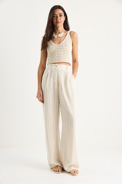 Bianco Lucci Pantaloni palazzo de in pentru femei, cu dungi, cu buzunare, 3263 60281061