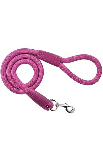 PUFO Lesă confortabilă pentru câini, 110 cm, sistem de carabină cu pivot, durabilă, roz