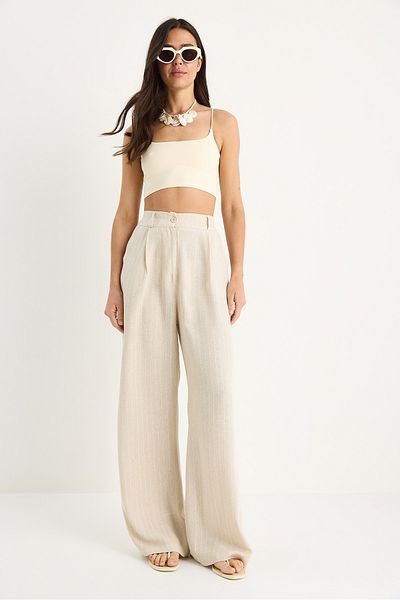 Bianco Lucci Pantaloni palazzo de in pentru femei, cu detaliu de buzunar cu dungi 3263 60281063