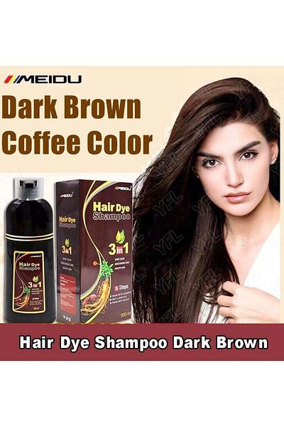MEIDU 3 In One Permanent Dark Brown Hair Dye Shampoo 500ml