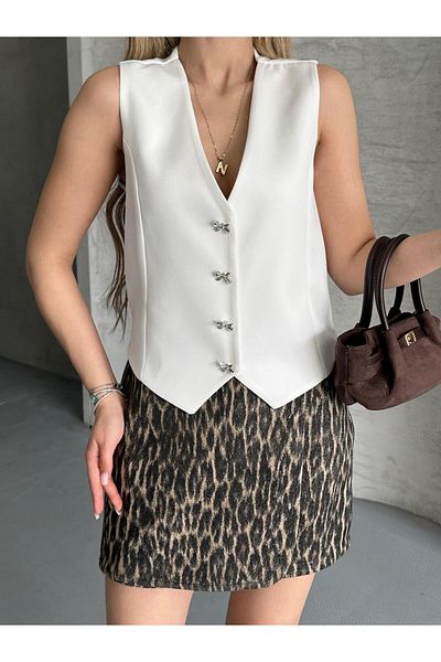 Bak'ap Vestă căptușită cu blazer cu fundă și panglică