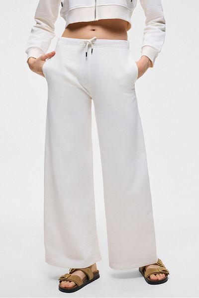 GRIMELANGE Laya women's 100% cotton regular fit double pocketed white sweatpants