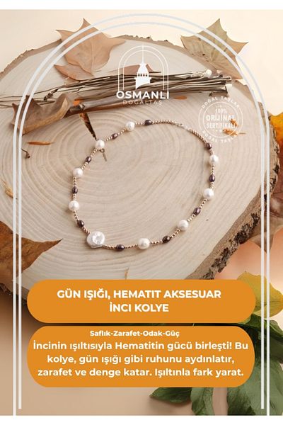 OSMANLI DOĞAL TAŞ Daylight, Hematite Accessory Pearl Necklace