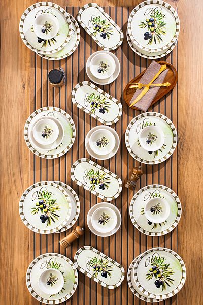 Perotti Olives 28 Piece Breakfast Set Breakfast Set for 12 People